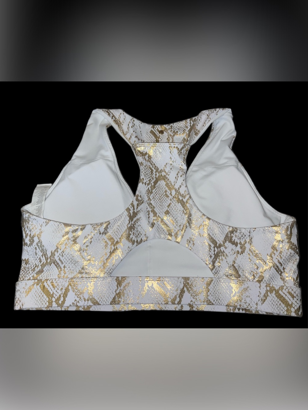 Fabletics Size X Large Sports Bra On The Go Midi Copper Foil Snake #1294 - Picture 4 of 5